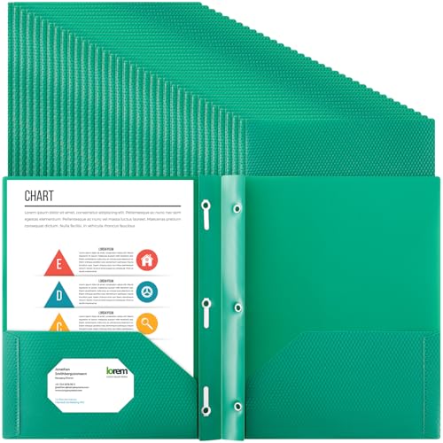 Patelai 48 Pcs Plastic Folders with 2 Pockets and 3 Prongs Home Folders with Card Slot Letter Size Heavy Duty Report Covers for Back to School(Green,Diamond) - color: Green, style: Diamond