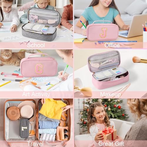 YOOLIFE Pencil Case for Girls, Pink Pencil Pouch Pen Case, Large Capacity Aesthetic School Supplies for Teen Girls, F (Pink) - color: Pink, style: F