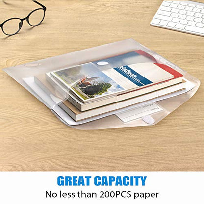 Sooez 10 Pack Plastic Envelopes File Folders, Clear Folder for Document US Letter A4 Size Poly Envelopes with Label Pockets for School Home Work Office Organizer, Clear