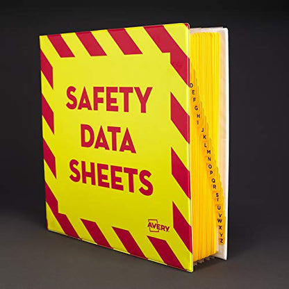 Avery Heavy-Duty Industrial SDS Binder, 3" One-Touch Rings, Yellow/Red Border (18952) - size: 3", style: Heavy-Duty