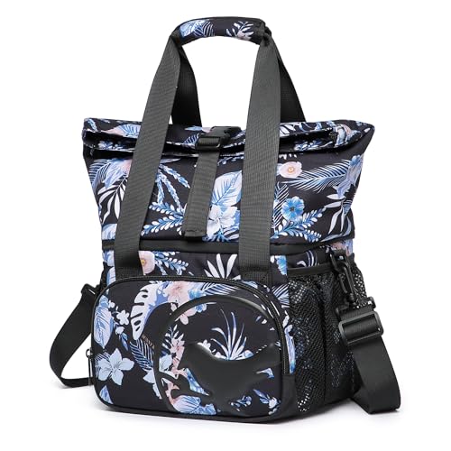 SUNNY BIRD Dual Compartment Lunch Bag Insulated Lunch Box for Women and Men (Hibiscus) - color: Hibiscus