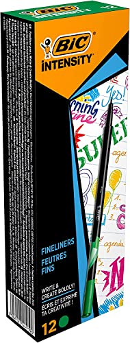 Bic Intensity 0.4 mm Fine Point Writing Felt Tip Pens (Pack of 12) 12 Green - color: Green