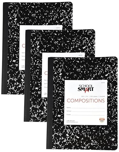 School Smart Hard Cover Composition Book, Unruled, 9-3/4 x 7-1/2 Inches, 100 Sheets (Pack of 3) - size: 1 Count (Pack of 3)