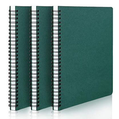 EUSOAR Students Ruled Spiral Notebook, A5 3packs 5.5"X8.3" 120 Pages Lined Writing Journal, Memo Notepad Sketchbook, Students College Office Subject Diary Ruled Spiral Book Journal- Green Cover - color: Dark green, size: 3 Packs