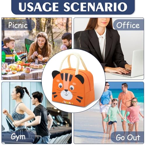 Lunch Bags Tote Cooler Bag Insulated Reusable Lunch Tote Bags Cartoon Portable Lunch Box Bag for Work Office Picnic Beach (Tiger) - color: Tiger