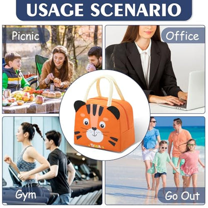 Lunch Bags Tote Cooler Bag Insulated Reusable Lunch Tote Bags Cartoon Portable Lunch Box Bag for Work Office Picnic Beach (Tiger) - color: Tiger