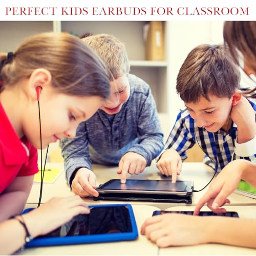 Kanayu 100 Pack Wired Earbuds Bulk for Classroom Ear Headphones Wired Basic Student Earbuds No Microphone with 3.5MM Jack for Class Laptop School Library, Individually Bagged (Red) - color: Red