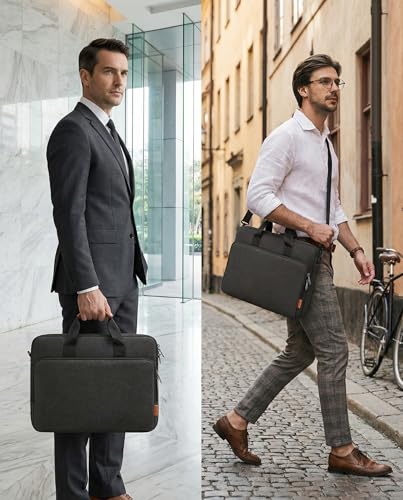 bagasin 17 17.3 18 inch Laptop Bag Carrying Case with Edge Protection | Water-Repellent Fabric Computer PC Shoulder Briefcase, Lightweight Toploader, Business Casual or School - color: Black, size: 17.3