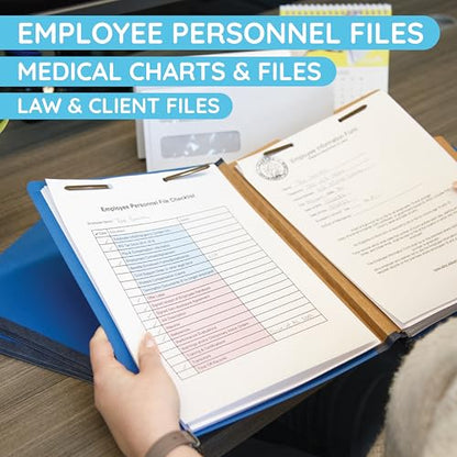 Blue Summit Supplies 10 Classification Folders, 2 Divider, Dark Blue | Heavy-duty, 2 in expansion, 2 prong fasteners, 2 dividers, 6 sections, for medical, legal, and personnel files