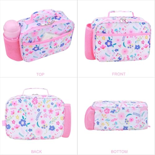 RHCPFOVR Kids Lunch Bag - Insulated Lunch Box for Boys Girls Washable Lunch Bag and Reusable Toddler Leak-proof Lunchbox for School and Daycare - color: Flower Pink