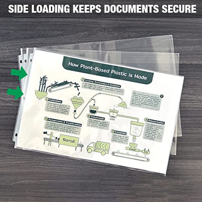 Samsill Sheet Protectors, 11x17 Inch Page Protectors for 3 Ring Binder, Heavy Duty, Clear Protector Landscape Size, Side Loading, Acid Free, 50 Pack - size: 50 Pack, style: Ledger