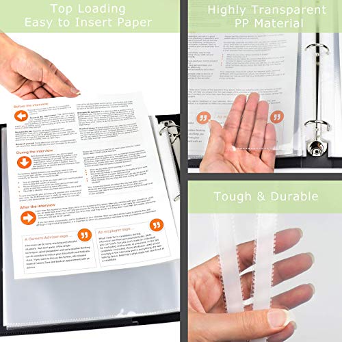 Heavy Duty Recipe Page Protectors | 30 Clear Refill Sheets | 8.5 x 11 Inch Paper Sleeves | Acid-Free Plastic | Reinforced Holes for 3-Ring Binders | Spill-Resistant