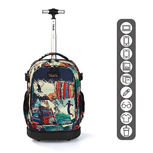 Tilami Rolling Backpack 19 inch with Lunch Bag Wheeled Laptop Backpack (Car Trip) - color: Surfing