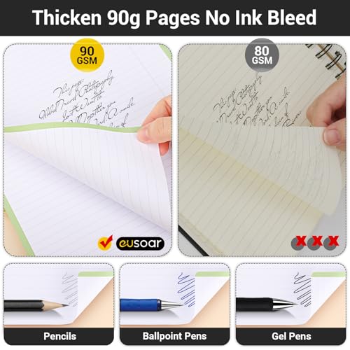 EUSOAR Spiral Notebook, 1 Pack A5 7.3" x 8.1" College Ruled Notebook with Dividers, Hardcover Cute Notebook 240 Pages 90gsm Thick Paper with Pocket for Math, Science and Engineering Students-Yellow - color: Yellow, style: A5 Lined