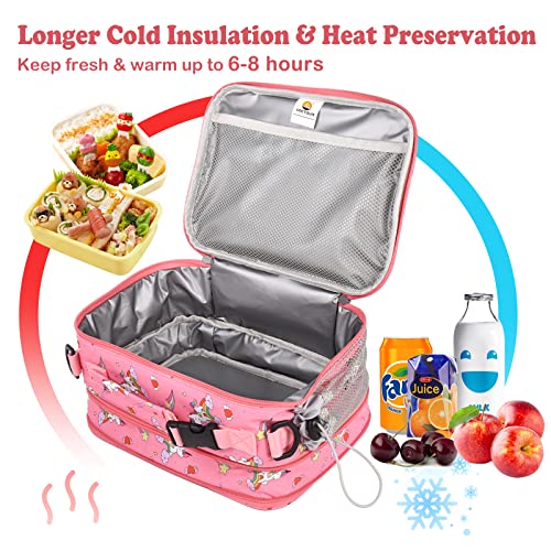 CaCTOUR Lunch Box Kids, Expandable Insulated Lunchbox for Girls Boys,Soft Cooler Bag with Strap,Back to School Thermal Reusable Lunch Bag for Work School Picnic (Rainbow) - color: Rainbow