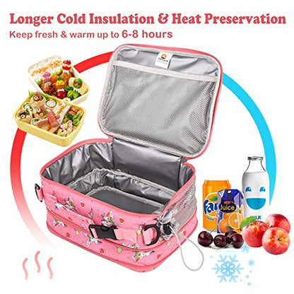 CaCTOUR Lunch Box Kids, Expandable Insulated Lunchbox for Girls Boys,Soft Cooler Bag with Strap,Back to School Thermal Reusable Lunch Bag for Work School Picnic (Rainbow) - color: Rainbow