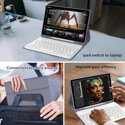 IVEOPPE Keyboard Case for Xiaomi Pad 8/8 Pro/Pad 7/7 Pro 11.2 Inch | Magnetic Detachable Bluetooth Connection,Pencil Holder,Stain-Resistant Full Protective Cover, Rechargeable, Pink - color: Lavender(Non-Backlit Keyboard)