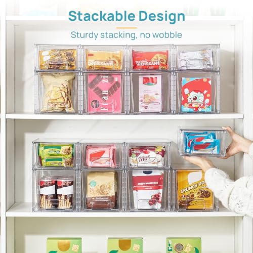 Vtopmart Clear Stackable Storage Drawers, 4 Pack Everyday Organizer Set | Medium and small BPA-free PET drawers with stackable design for kitchen cabinets, pantry shelves, medicine and daily storage - style: 2 Medium+2 Small