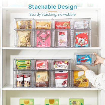 Vtopmart Clear Stackable Storage Drawers, 4 Pack Everyday Organizer Set | Medium and small BPA-free PET drawers with stackable design for kitchen cabinets, pantry shelves, medicine and daily storage - style: 2 Medium+2 Small