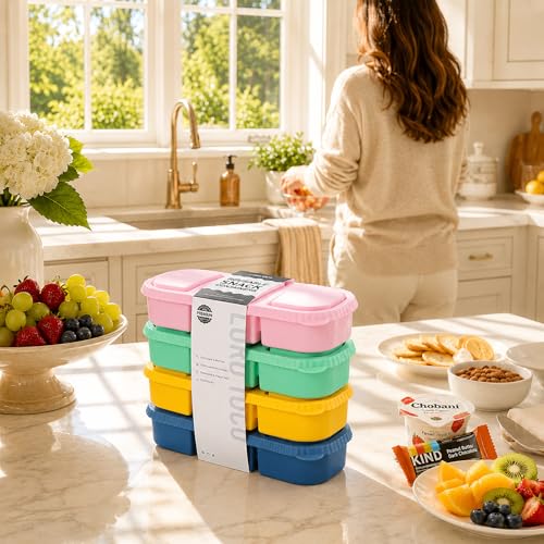 Silicone Reusable Snack Containers with Lids, 4 Pack 3 Compartment Bento Snack Boxes, Leakproof Food Storage Containers for Meal Prep, Lunch, Fruits, Kids & Adults, Dishwasher Safe - color: 3-Compartment (4-Pack)