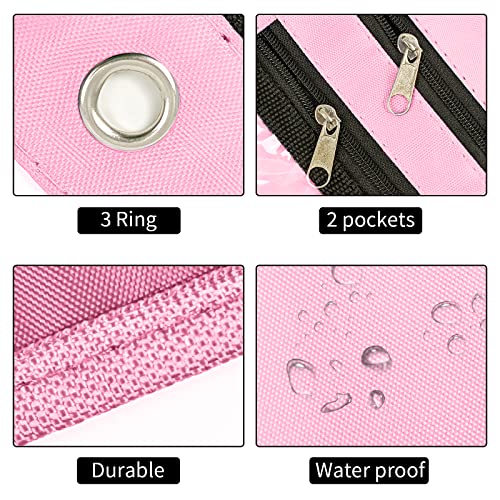 YoeeJob 2 Pack 1 Inch Expandable Zipper Pencil Pouches with Clear Window for 3 Ring Binder, Suitable for School & Office (Pink) - color: Pink