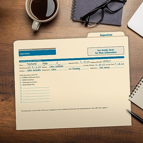 ComplyRight Separation Folder, Pack of 25 | 9-1/2" x 11-3/4", Document Filing Folder for Businesses, HR Employee Management Documentation Office Supplies - style: Separation