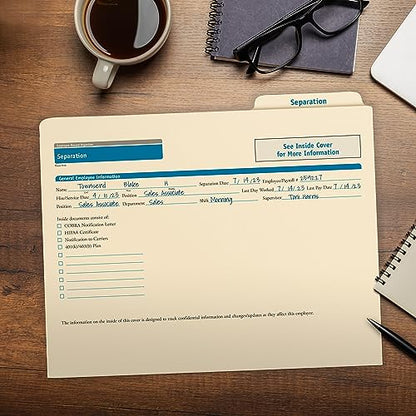 ComplyRight Separation Folder, Pack of 25 | 9-1/2" x 11-3/4", Document Filing Folder for Businesses, HR Employee Management Documentation Office Supplies - style: Separation
