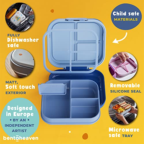 Bentoheaven Premium Bento Lunch Box for Kids, 9 Designs, Leak-proof 3-4 Compartments, Divider, Ideal size 30oz, Microwave/Dishwasher Safe Kids Bento Box (Loncheras Para Niños/Niñas)[Ocean Blue] - color: Ocean Blue
