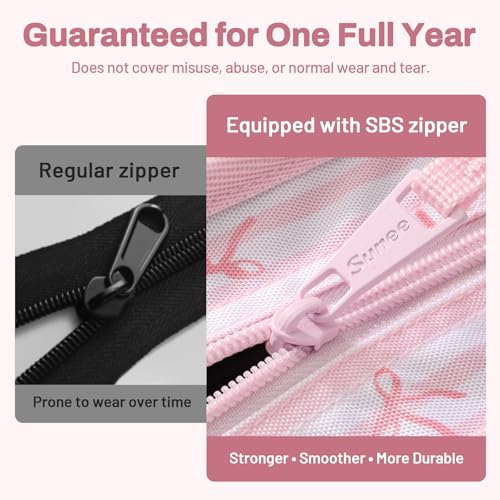 SUNEE Zippered Binder Bag with Handle, 2-Inch 3-Ring O-Ring, 500-Sheet Capacity, Includes Zip Pocket, 5-Tab Expanding File Folder, Multi-Pocket Organizer Binder for Middle School, Pink Bow - color: Pink Bow