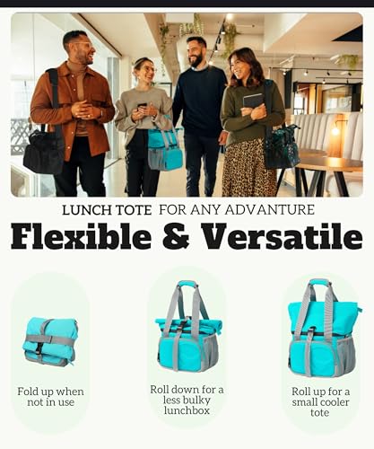 SUNNY BIRD Dual Compartment Lunch Bag Insulated Lunch Box for Women and Men (Aqua Blue 01) - color: Aqua Blue 01