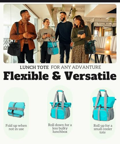 SUNNY BIRD Dual Compartment Lunch Bag Insulated Lunch Box for Women and Men (Aqua Blue 01) - color: Aqua Blue 01