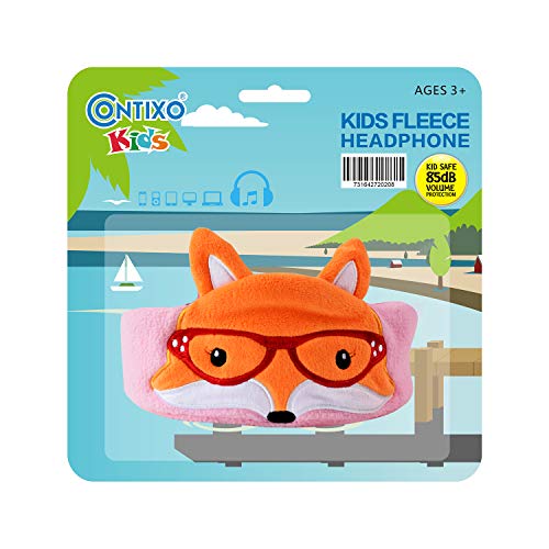Contixo H1 Kids Headphones, 85dB Volume Limiting with Adjustable Speakers Soft Children Fleece Headband Toddler Headphones - style: Fox
