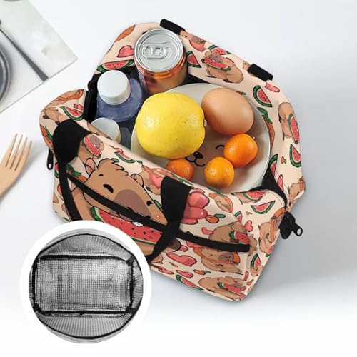 Kawaii Capybara Lunch Box Girls 8-12 Watermelon Insulated Lunch Bag for Kids 4-6 Kindergarten Preschool Meal Bag Toddler Students Daughter Elementary School Adjustable Shoulder Strap - color: Kawaii Kapybara Watermelon