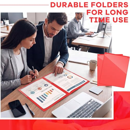 Henoyso 100 Pcs Folders Take Home Heavy Duty 2 Pocket Homework Folder for Students Parent Teacher Communication, 11.8 x 9.45 Inch(Red) - color: Red