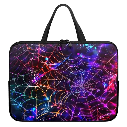 Colorful Spider Cobweb 10 Inch Laptop Sleeve Laptop Cover Computer Bag Tablet Carrying Case with Handle Business Tote Bags Notebook Sleeves Handbag for Halloween Decorations - color: Colorful Spider Cobweb, size: 10 Inch