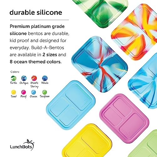 LunchBots Build -a- Bento Lunch Box, Silicone Bento Box for Kids, Multi-Compartment Lunch Container, Oven & Dishwasher Safe, BPA Free, 28 oz - Light Blue - color: Solid Blue