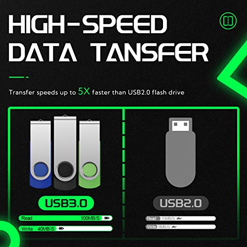 FEBNISCTE 8GB USB 3.0 Flash Drive Bulk 10 Pack Thumb Drives - Foldable 8 GB USB3.0 Memory Stick Data Storage Multipack Zip Drives - Portable Jump Drive Gift Multi-Coloured Pen Drive with 10pcs Rope