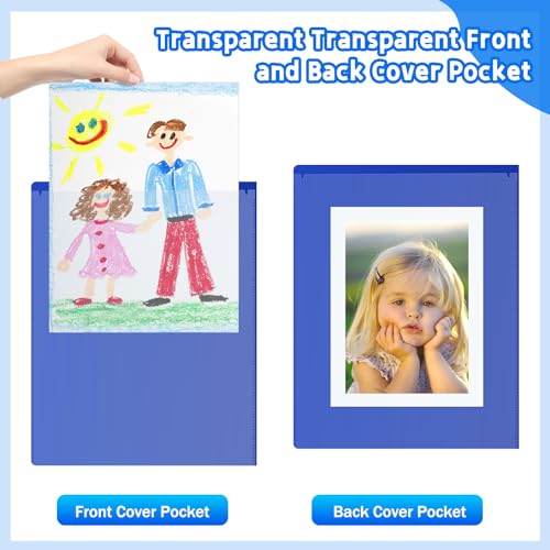 50 Pcs Parent Teacher Classroom Communication Folder with Clear Front Pockets, 2 Pockets Homework Folders Take Home Plastic Folders for Kid Student Home and Classroom (Blue) - color: Blue