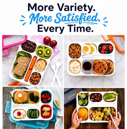 Bento Box Lunch-Box for Kids Adults, Snackle Box Snack Containers for Toddlers Daycare, Leakproof School Bentobox, 6 Section Meal Container for Boys Girls Women Lunches, BPA Free Utensils, Blue - color: Blue