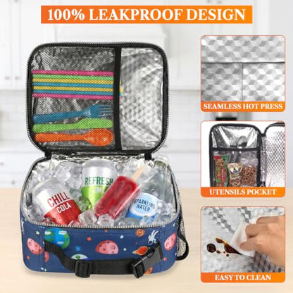 Opux Space Astronaut Lunch Bag, Soft Insulated Lunch Box for Kids, Boys, Girls, Reusable, Portable, Waterproof, Durable - color: Space Astronaut