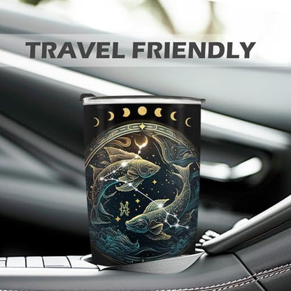 Horoscope Pisces Insulated Tumblers Travel Mug Cup Gifts for Birthday Boys Girls Men Women Son Daughter Travel Essentials Accessories Must Have Cold Iced 20oz - color: Pisces-650