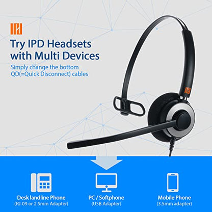IPD IPH-160 USB Headset with Noise Cancelling Microphone for Office and Call cengter- Compatible with Skype, Microsoft Teams, Cisco Jabber, Avaya One-X and Other Soft Phones - color: Foam Cushion, style: Monaural