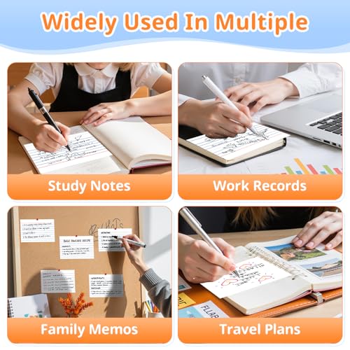 Index Cards 4x6, White Flash Cards, Lined Flashcards Notecards | Note Cards for Studying, 180GSM Study Card, School Supplies, 200 Count, 5 Pack of 40 - color: White-6P, size: 4x6 Inch