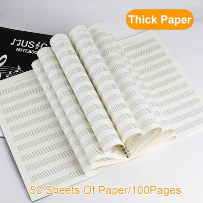 Blank Sheet Music Notebook, Composition Manuscript Staff Notebook, 100 Pages Art Music Notebook, Piano Notebook Song Writing - color: Sheet Music Notebook
