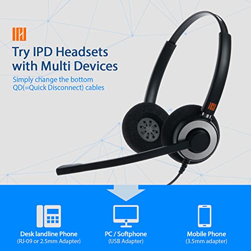 IPD IPH-165 USB Headset with Noise Cancelling Microphone for Office and Call cengter- Compatible with Skype, Microsoft Teams, Cisco Jabber, Avaya One-X and Other Soft Phones - color: Foam Cushion, style: Binaural