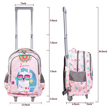 seastig Rolling Backpack for Kids Wheeled Backpack 18in Double Handle Backpack with Wheels - color: Sheep