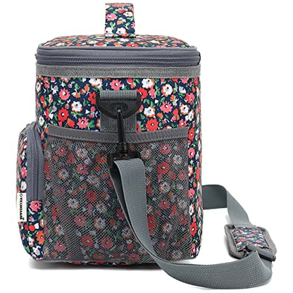 GYEUKHAM Insulated Reusable Lunch Bag Adult Large Lunch Box for Women and Men with Adjustable Shoulder Strap,Front Zipper Pocket and Dual Large Mesh Side Pockets,Floral - color: Floral