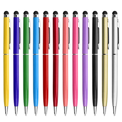 innhom 12 Pack Stylus Pens for Touch Screens Stylus Pen for ipad Compatible with iPad iPhone Tablets Samsung Kindle and Black Ink Ballpoint Pens-2 in 1 Stylists Pens - color: 12 pack