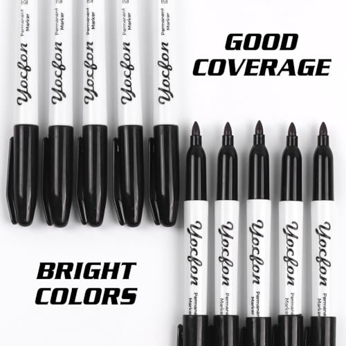 Permanent Markers, 72 Count Black Permanent Markers Set, Fine Tip, Waterproof Markers, Works On Plastic, Wood, Stone And Metal For Doodling, Marking