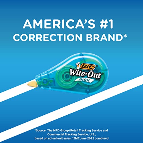 BIC Wite-Out Mini Correction Tape, White, No Dry Time, Long Lasting, 6-Count - color: Mini Tape, White